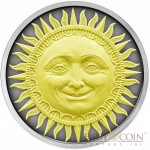 Niue Island THE SUN series CELESTIAL BODIES $5 Silver coin 2017 High Relief Antique finish Gold plated 2 oz