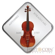 Niue Violin Lady Blunt Stradivarius by Antonio Stradivari 1644-1737 Silver coin $1 Wooden 3D inlay 2014 Proof Square 1 oz