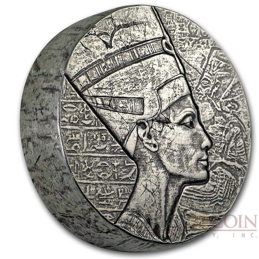 Republic of Chad NEFERTITI series EGYPTIAN RELIC Silver coin 3000 Francs 2017 Antique finish ULTRA THICK 5 oz