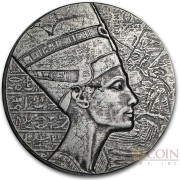 Republic of Chad NEFERTITI series EGYPTIAN RELIC Silver coin 3000 Francs 2017 Antique finish ULTRA THICK 5 oz