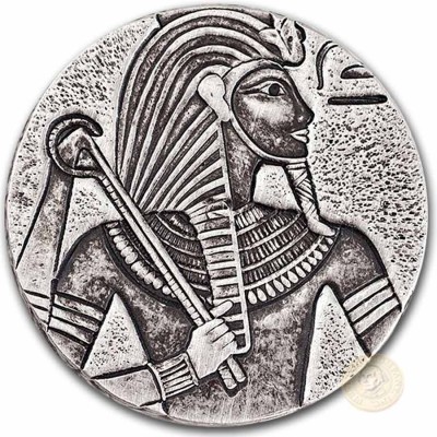 Republic of Chad KING TUTANKHAMUN series EGYPTIAN RELIC Silver coin 3000 Francs 2016 Antique finish ULTRA THICK 5 oz