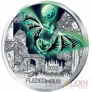 Austria BAT FLEDERMAUS series COLOURFUL CREATURES €3 Euro Cupro Nickel coin Glow In The Dark 2016