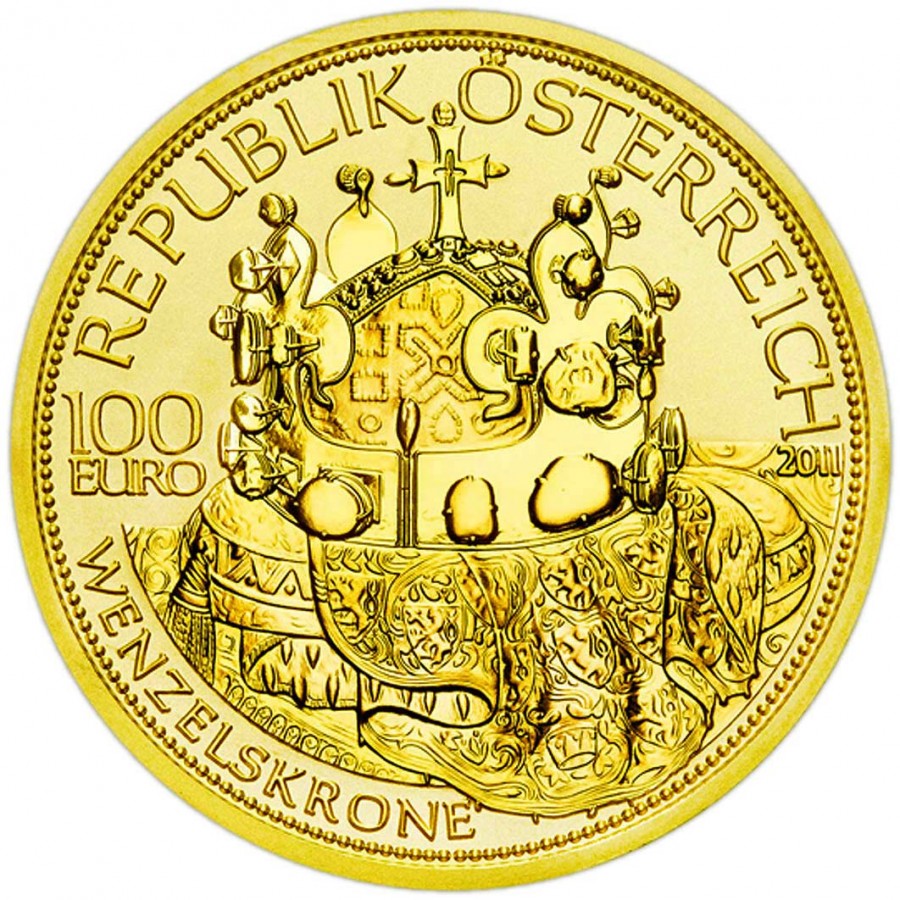 Austria THE CROWN OF ST WENCESLAS BOHEMIA series Crowns of the House of Habsburg's €100 Euro Gold Coin Proof 2011
