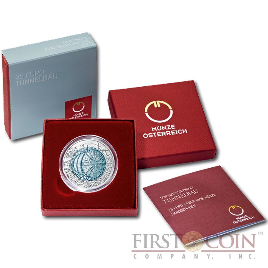 Austria TUNNEL CONSTRUCTION series Silver-Niobium coin 25 Euro 2013