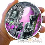 Benin SHAKESPEARE - ROMEO and JULIET 10000 Francs Innovative NANO CHIP Silver coin with 25,948 words William Shakespeare 1 Kg ( Kilo ) Antique finish 2014