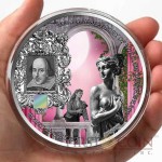 Benin SHAKESPEARE - ROMEO and JULIET 5000 Francs Innovative NANO CHIP Silver coin with 25,948 words William Shakespeare 5 oz Antique finish 2014