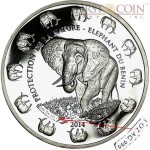 Benin Elephant "Protection of Nature" Silver coin 1,000 Francs 1 oz Proof-like 2014