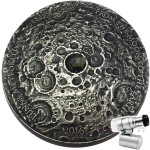 Burkina Faso MOON LUNAR METEORITE FROM THE MOON TO THE EARTH with NANO CHIP 1000 Francs Silver coin 2016 Ultra High Relief Real NWA 10546 Lunar Meteorite Antique finish Concave Convex shape 1 oz