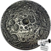 Burkina Faso MOON LUNAR METEORITE FROM THE MOON TO THE EARTH with NANO CHIP 1000 Francs Silver coin 2016 Ultra High Relief Real NWA 10546 Lunar Meteorite Antique finish Concave Convex shape 1 oz
