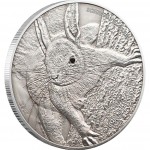 Palau Red Squirrel Antique Finish 1 oz $5 Silver Coin 2012 Swarovski