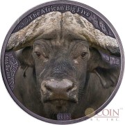 Burkina Faso AFRICAN BUFFALO series THE AFRICAN BIG FIVE 1000 Francs Silver coin 2016 High relief Handmade Antique Finish Colored 1 oz