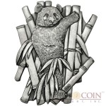 Burkina Faso THE GIANT PANDA series WORLD'S 8 SCULPTURE COINS Animals Of Every Continent 1000 Francs Silver coin 2016 High relief Handmade Antique Finish CUT OUT TECHNIQUE 1 oz