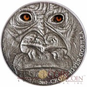 Cameroon Mother Cross River Gorilla Real Eye Effect Silver Coin 2012 Antique Finish 1000 Francs 1 oz