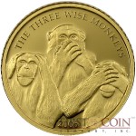 Somalia MONKEYS Gold Coin 4000 Shillings High Quality Printing High Details 2006 Proof 1/25 oz