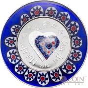 Cook Islands MURRINE MILLEFIORI series GLASS ART $5 Silver Coin 2016 Glass Heart and Ring