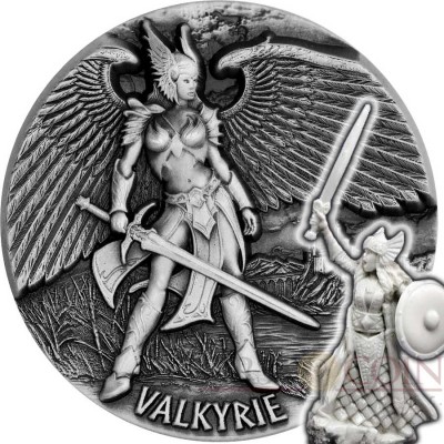 Tokelau VALKYRIE Mythical series LEGENDS OF ASGARD Silver Coin $10 Antique finish 2016 Max Relief Minting 3 oz