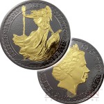 United Kingdom BRITANNIA series BLACKOUT COLLECTION ₤2 Silver coin 2017 Black Ruthenium & Gold Plated on two sides 1oz