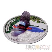 Cook Islands Crimson Rosella "World Of Parrots - 3D" series Silver coin $5 Colored 2014 Proof