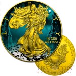 USA HALLOWEEN AMERICAN SILVER EAGLE $1 WALKING LIBERTY Silver coin 2016 Gold Plated 1 oz