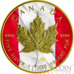 Canada PATRIOTIC FLAG MAPLE LEAF $5 Silver coin Gold Plated 1 oz 2014/2019