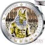 Fiji ANUBIS series GOLDEN & COLORFUL EGYPT $1 Gilded Colored Silver coin 2012 Proof 