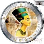 Fiji NEFERTITI series GOLDEN & COLORFUL EGYPT $1 Gilded Colored Silver coin 2012 Proof 