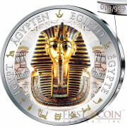 Fiji PHARAOH TUTANKHAMUN series GOLDEN & COLORFUL EGYPT $1 Gilded Colored Silver coin 2012 Proof 