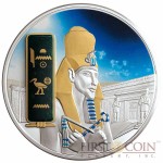 Fiji AKHENATEN series EGYPT JEWELS $50 Silver Coin Palladium 2oz plated 3D stone 2013 