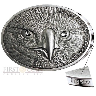 Fiji BALD EAGLE series FASCINATING WILDLIFE $10 Silver CoinAntique finish 2013 High Relief 1 oz