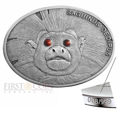 Fiji TAMARIN series FASCINATING WILDLIFE Silver Coin $10 Antique finish 2013 High Relief 1 oz