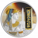 Fiji CLEOPATRA series EGYPT JEWELS $50 Silver Coin Palladium plated 2 oz 3D stone 2012
