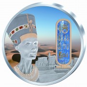 Fiji NEFERTITI series EGYPT JEWELS $50 Silver Coin Palladium plated 2 oz 3D stone 2012