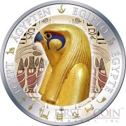 Fiji HORUS series GOLDEN & COLORFUL EGYPT $1 Gilded Colored Silver coin 2012 Proof