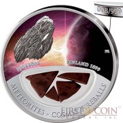 Fiji Meteorite Bjurbole 1899 in Finland Meteorites Cosmic Fireballs $10 Silver Coin Meteorite Pieces Insert Colored Proof 2013