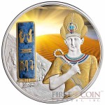 Fiji RAMESSES II series EGYPT JEWELS $50 Silver Coin Palladium plated 2 oz 3D stone 2013