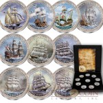 East Caribbean States Famous Sailing Ships series I Cu-Ni with Handcrafted Cold-enamel-application $2.5 Ten Coin Set