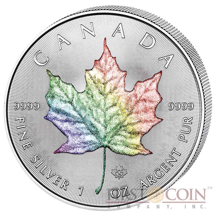 Canada Maple Leaf Four Seasons 4 Four Coin Set $20 Silver 2014 Yellow & Red Gilded, Diamond, Hologram 4 oz