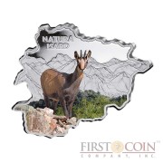 Andorra Chamois "Nature Treasures of Andorra" series 10 Diner Silver Colored Coin 2013 Andorra map Shaped Proof 1 oz
