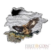 Andorra Golden Eagle "Nature Treasures of Andorra" series 10 Diner Silver Colored Coin 2013 Andorra map Shaped Proof 1 oz