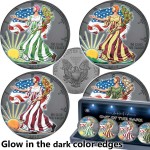 USA OUT OF THE DARK EDITION series FOUR SEASONS American Silver Eagle Walking Liberty 2017 Four Silver Coin Set $4 Ruthenium plated Glow in the Dark 4 oz