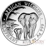 Somalia Elephant 100 Shillings series African Wildlife Silver 1 oz Coin 2015