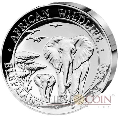 Somalia Elephant 100 Shillings  African Wildlife series Ultra High Relief Silver Coin 2015 Proof 1 oz