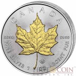 Canada Maple Leaf Canadian $5 Gilded 2015 Silver coin 1 oz