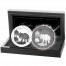 Somalia DAY and NIGHT SOMALIAN ELEPHANTS series AFRICAN WILDLIFE 200 Shillings Two Coin Silver Set 2017 Ruthenium plated Proof 2 oz