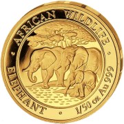 Somalia Elephant 20 Shillings series African Wildlife Gold 1/50 oz Coin 2013 Proof