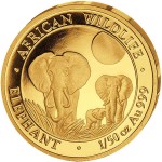 Somalia Elephant 20 Shillings series African Wildlife Gold 1/50 oz Coin 2014 Proof