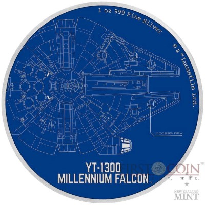 Niue Island MILLENNIUM FALCON series STAR WARS SHIPS $2 Silver Coin 2017 Proof 1 oz