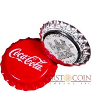 Fiji COCA-COLA Classic $1 Silver Coin 2018 Bottle Cap Shaped Proof