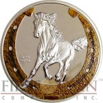 Niue Island ORLOVSKY TROTTER HORSE Horseshoe design $1 Colored Silver Coin 2014 Proof