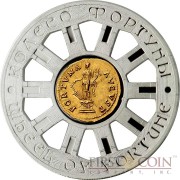 Niue Island WHEEL OF FORTUNE AUREUS COIN $1 Silver Coin Gold plated 2014 Proof